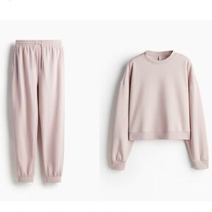 H&M Women's Pink Sweatshirt & Hoodie Set + grey sweatpants